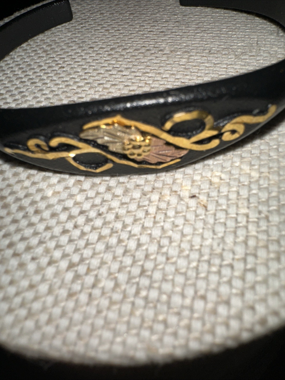 Vintage Landstrom’s Black Hills Gold Black Powder Coated Cuff Bracelet G8371