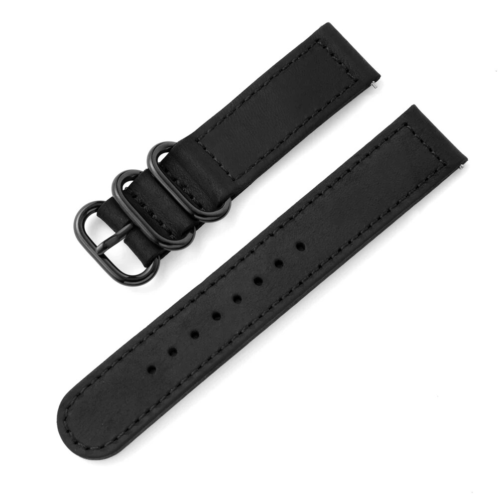 Vintage Genuine Leather Watch Band 18mm 20mm 22mm Black Loop Buckle Watch Strap