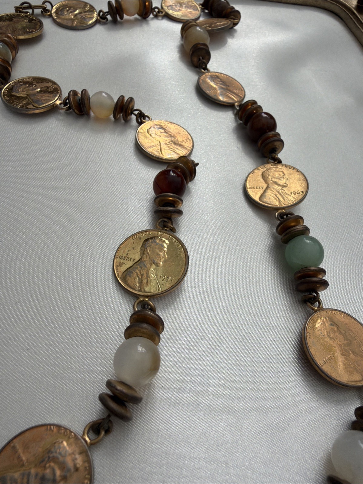 Vintage Miriam Haskell Lincoln Penny Necklace Signed Patent 3427691 Designer