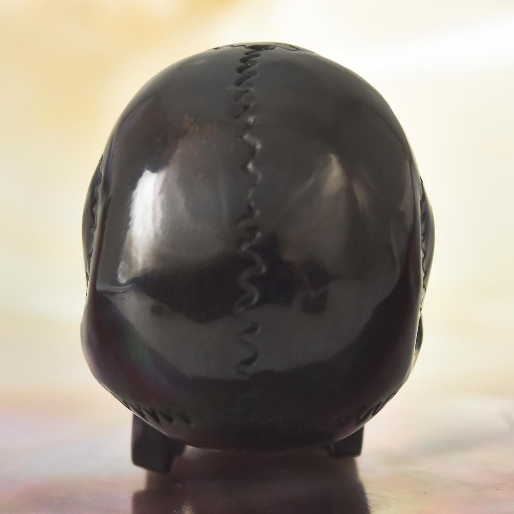 27.22mm Carved Black Horn Human Skull Bead Vertical Drill Jewelry Supply 6.90g
