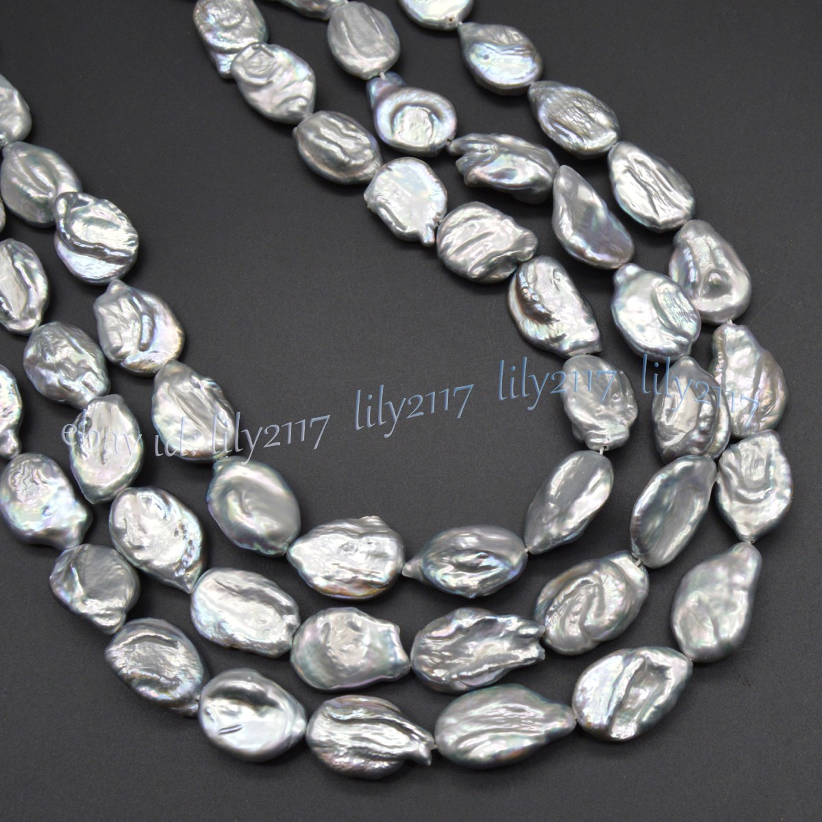 Luster 15-20mm Natural South Sea Gray Baroque Keshi Pearl Loose Beads 15″ Strand