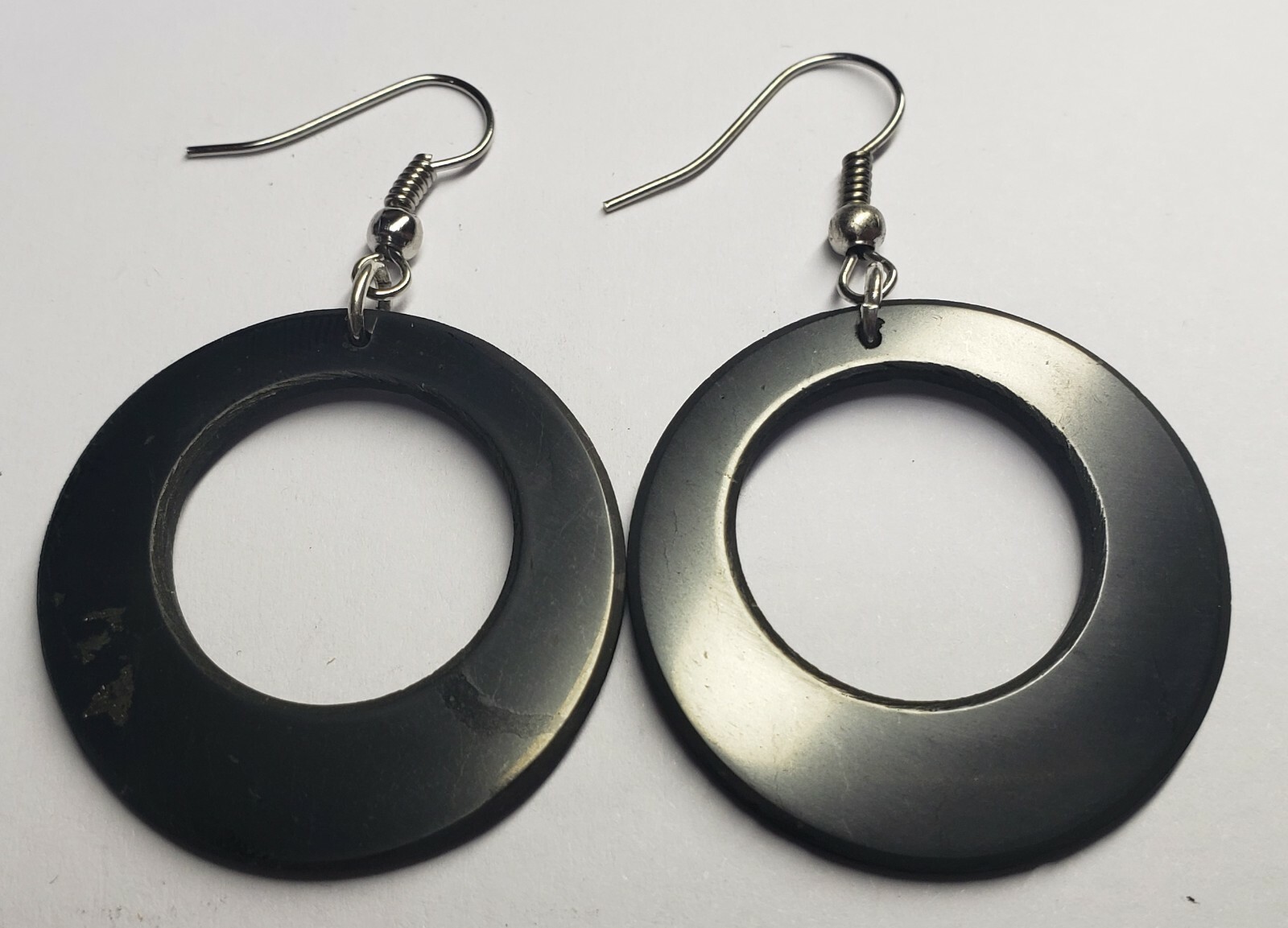Shungite Earrings EMF 5G Wi Fi Protection Jewelry – Double Circle – 1 pair