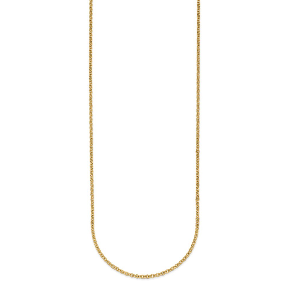 14k Yellow Gold Polished 2.0mm Solid Cable Chain Necklace 18″