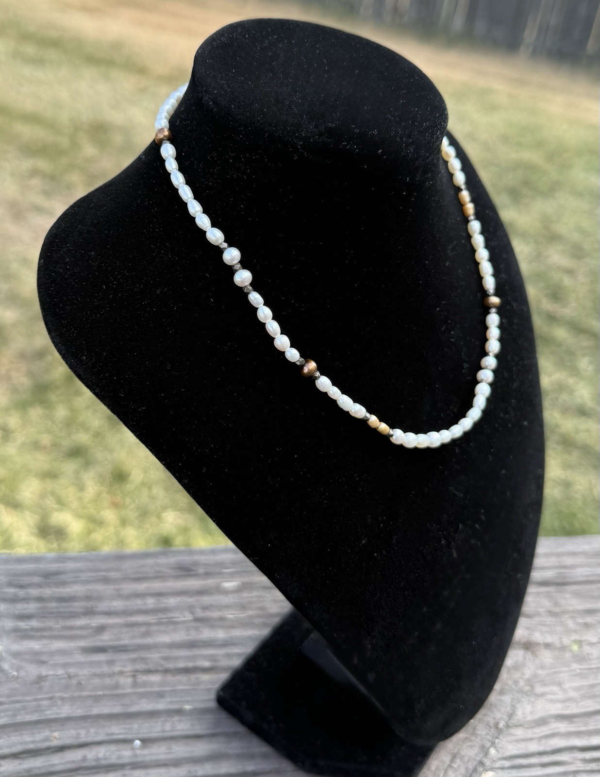 Genuine Freshwater Pearl Necklace 16.5″ 14kt Yellow Gold Clasp Stamped 585