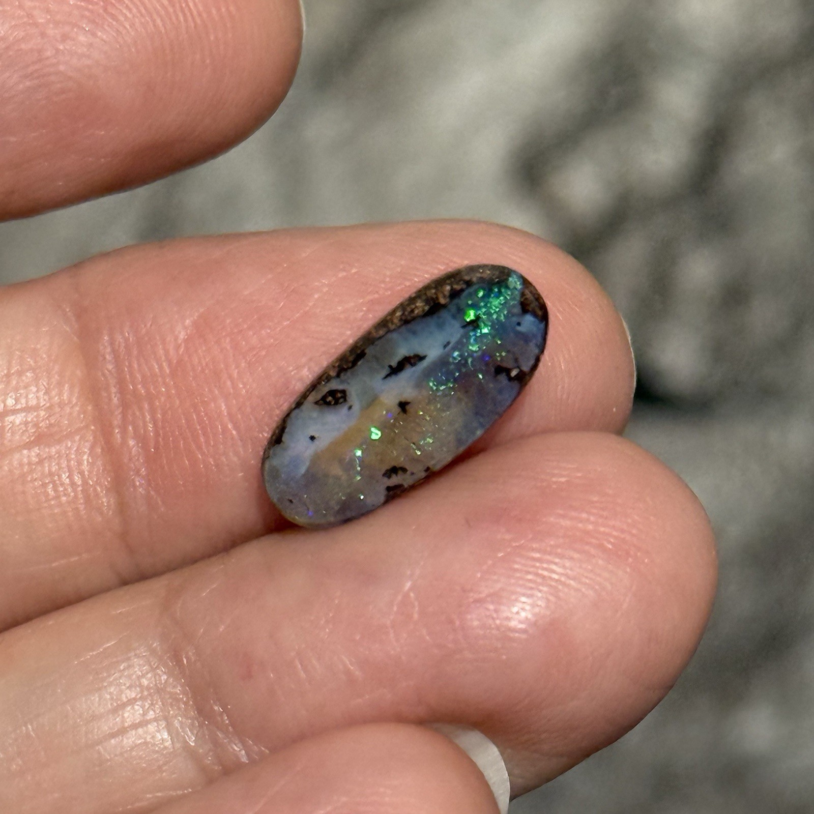 3.25ct 16x7x3mm Sparkly Natural Boulder Australian Opal Oval Cabochon Gem