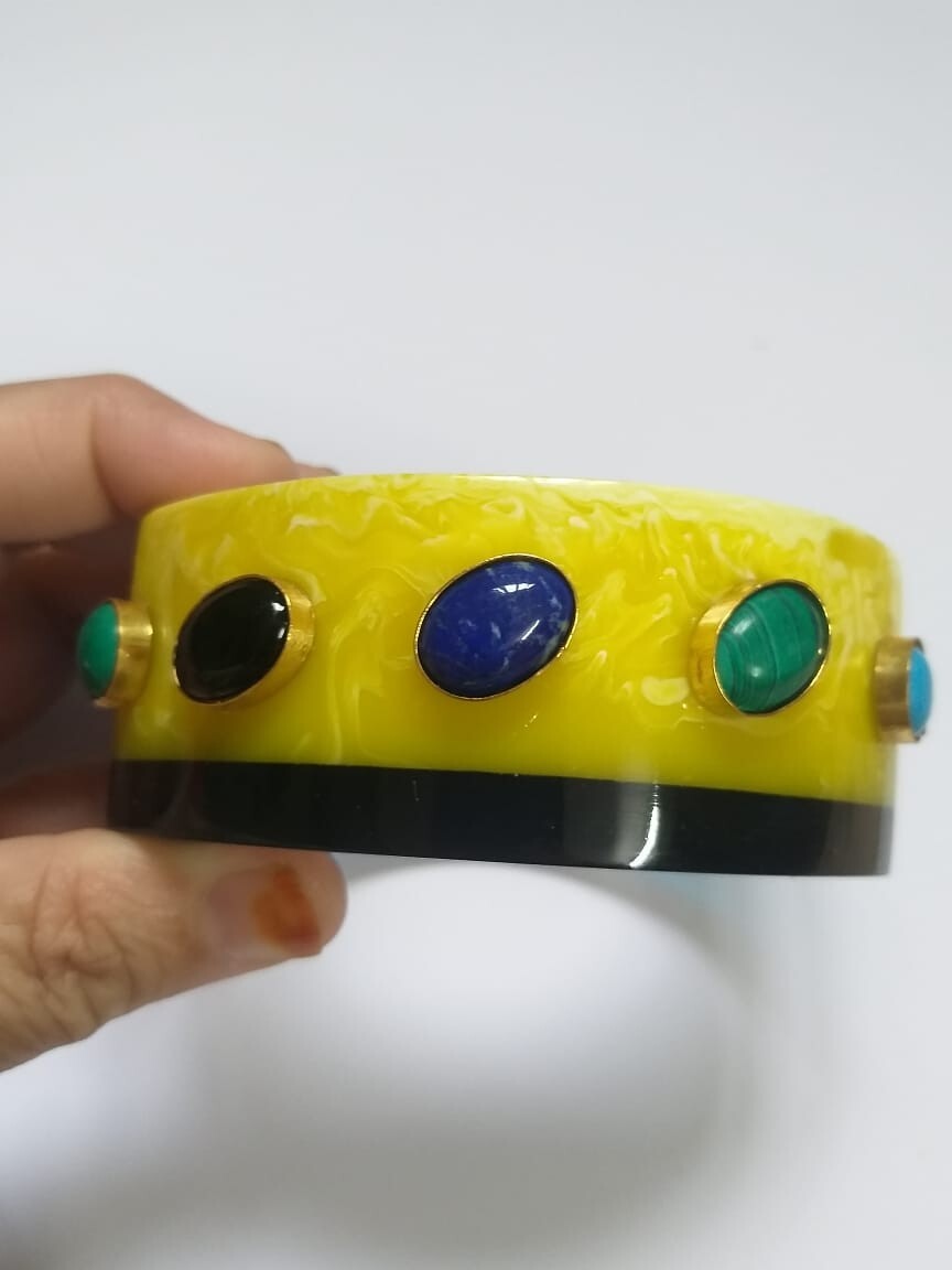Beautiful Double Color Resin Bangle Bracelet Handmade Bangle Summer Jewelry Gift