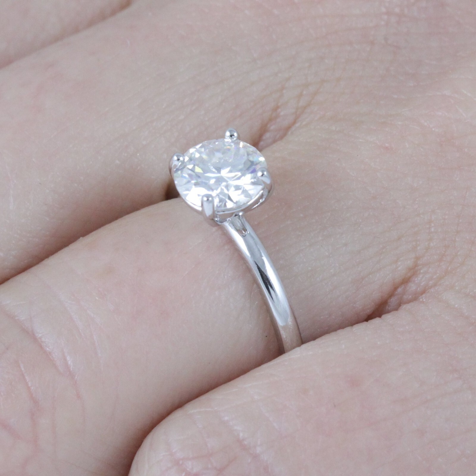 1.2ct GRA VVS Moissanite Solitaire Sterling Silver Engagement Ring 2.5-15 S10493