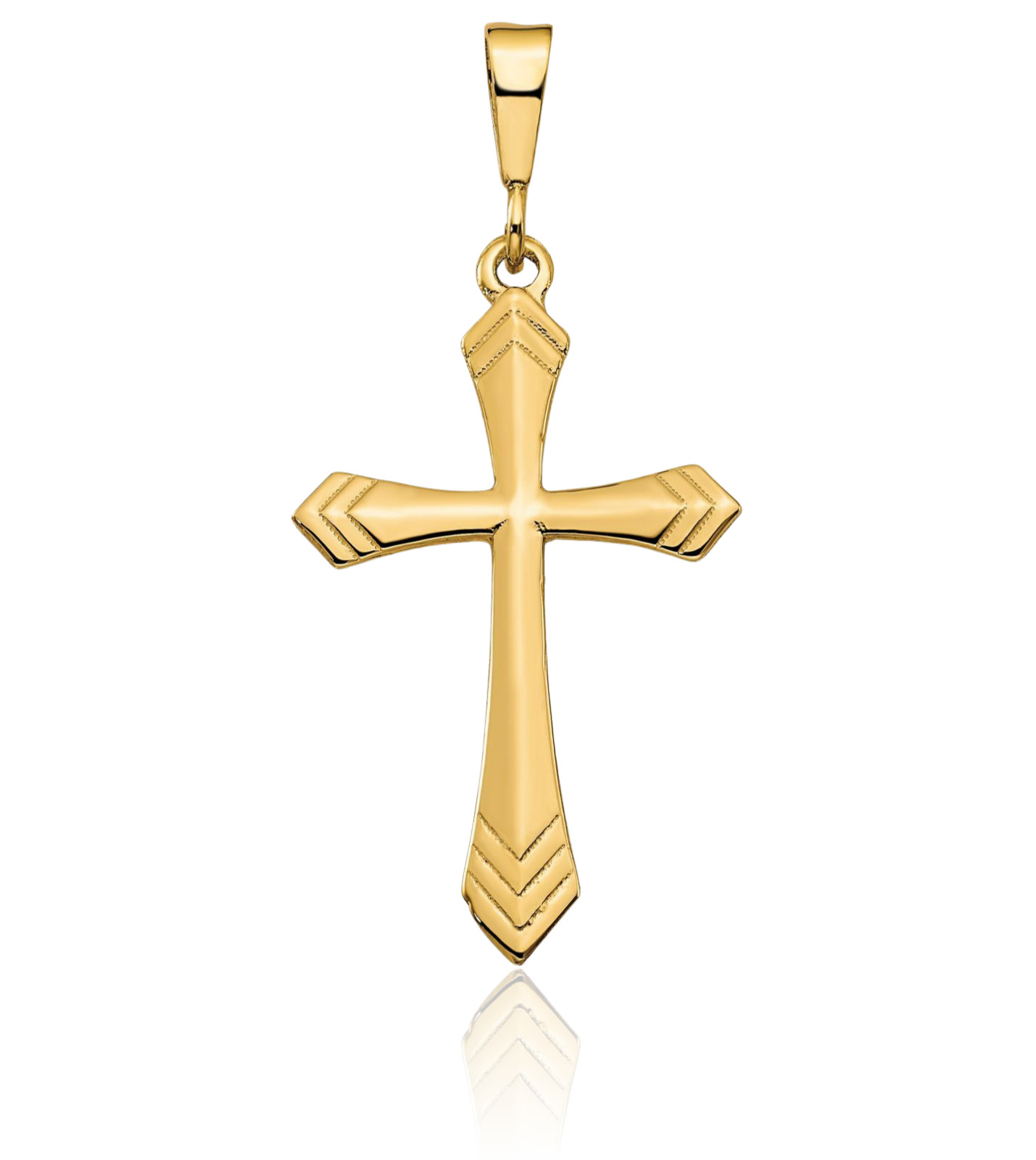10K Solid Yellow Gold Extra Large Cross Pendant Necklace 41mm 1-5/8 inch