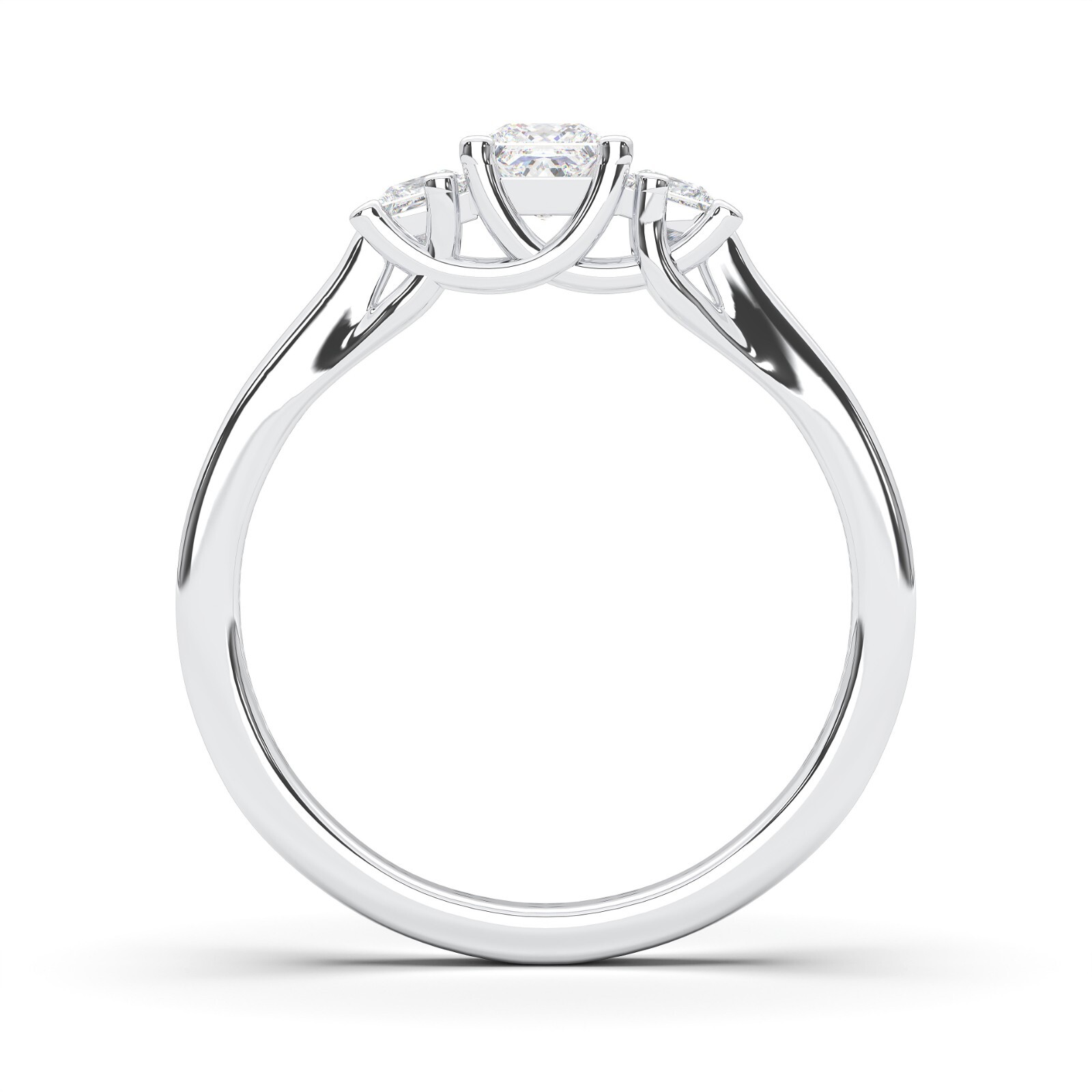 0.60Ct Princess Cut Moissanite 3 Stone Engagement Ring in 10K Gold for Women