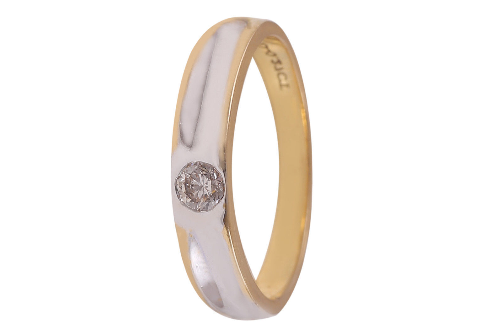 0.27 Cts Round Brilliant Cut Diamond Unisex Band Ring In Solid Hallmark 18K Gold