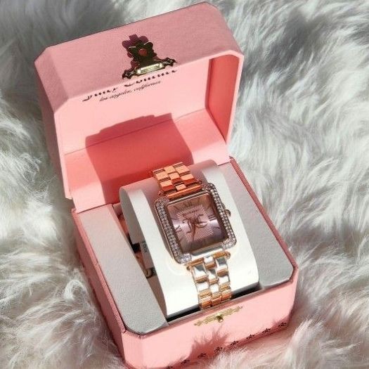 Juicy Couture Women’s Watch Pink Gold Pave Set Stylish Sparkling Quartz