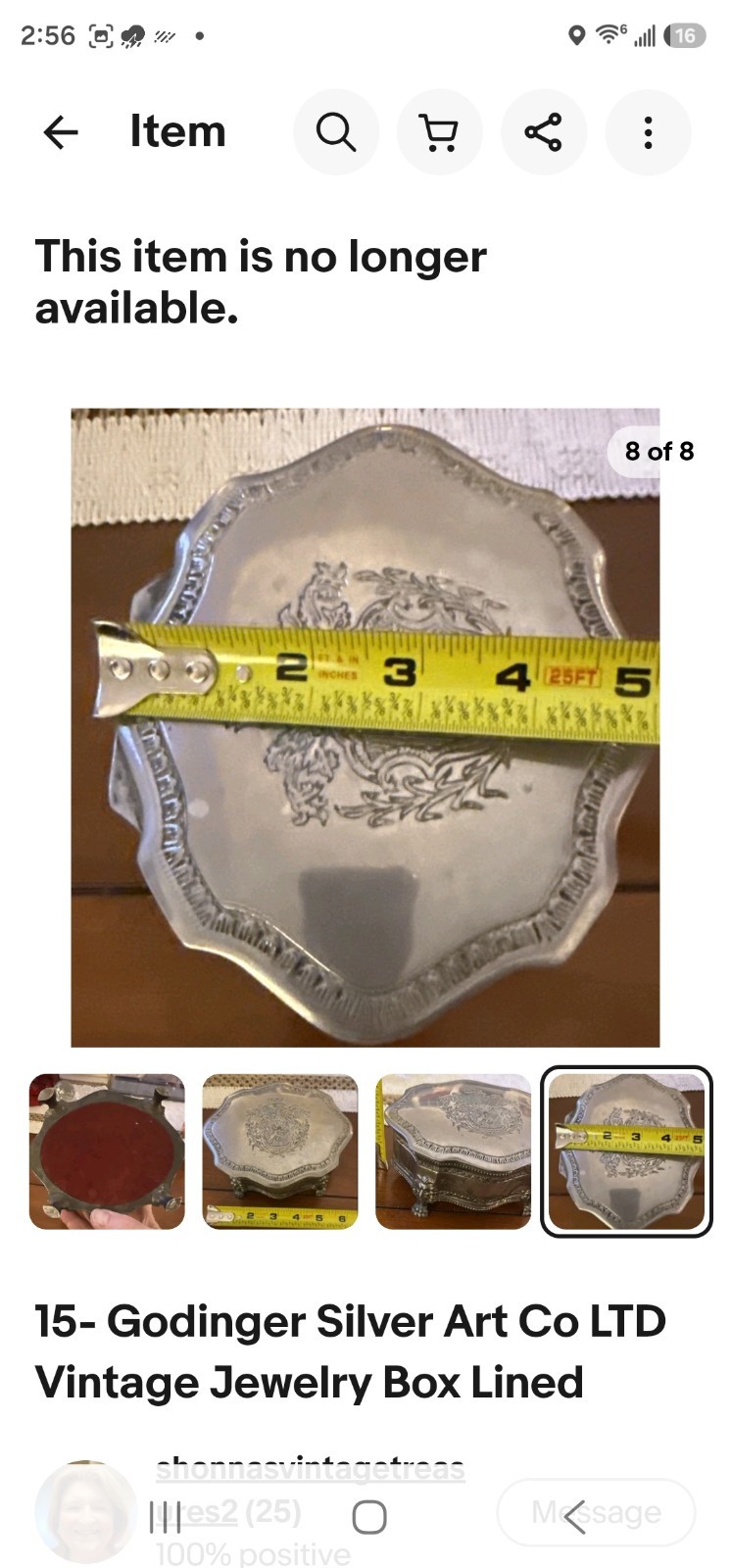 Godinger Silver Plated Jewelry Box Vintage l Red Velvet Lining