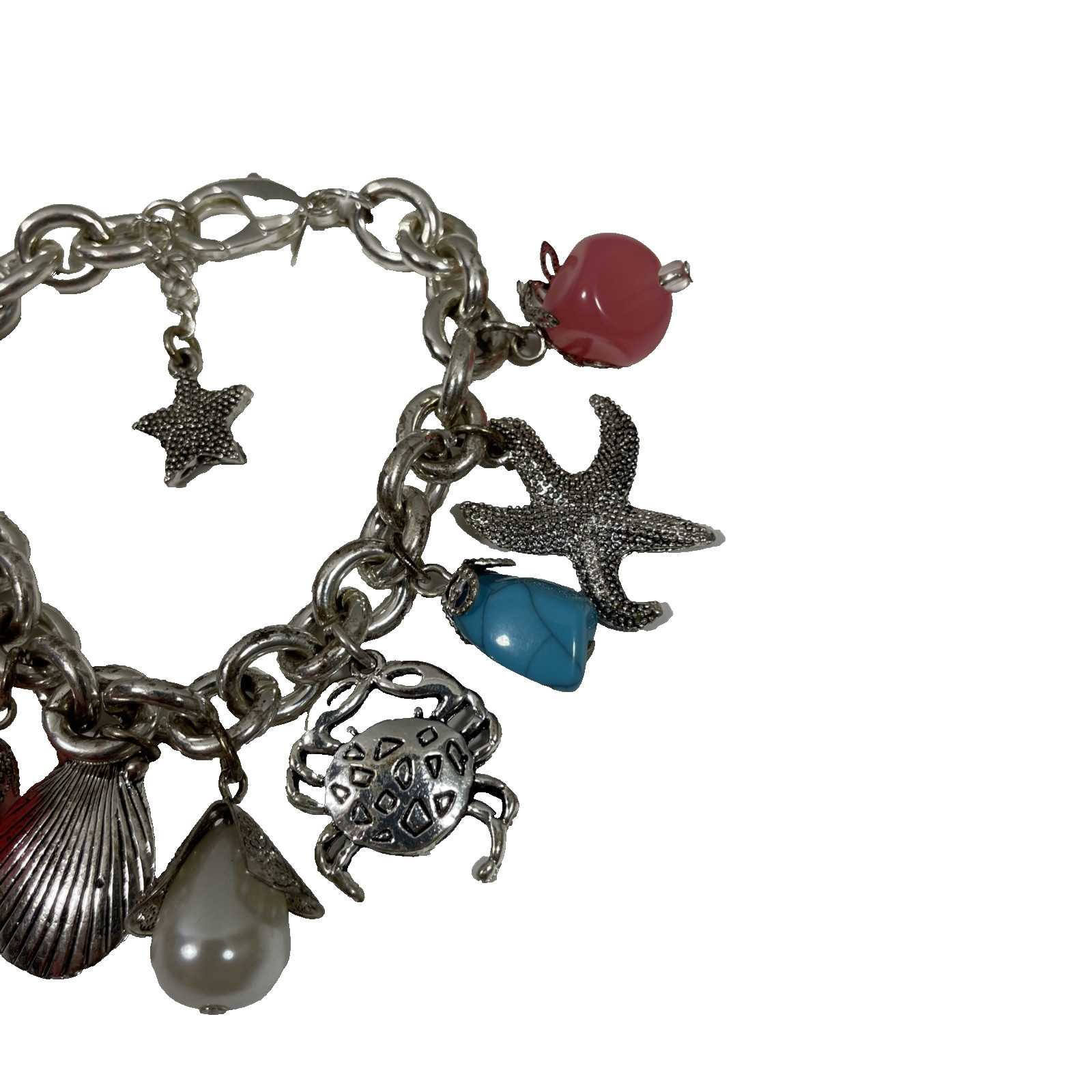 Vintage AVON Under the Sea Charm Bracelet Silver Tone Nautical Beach Ocean Vibe