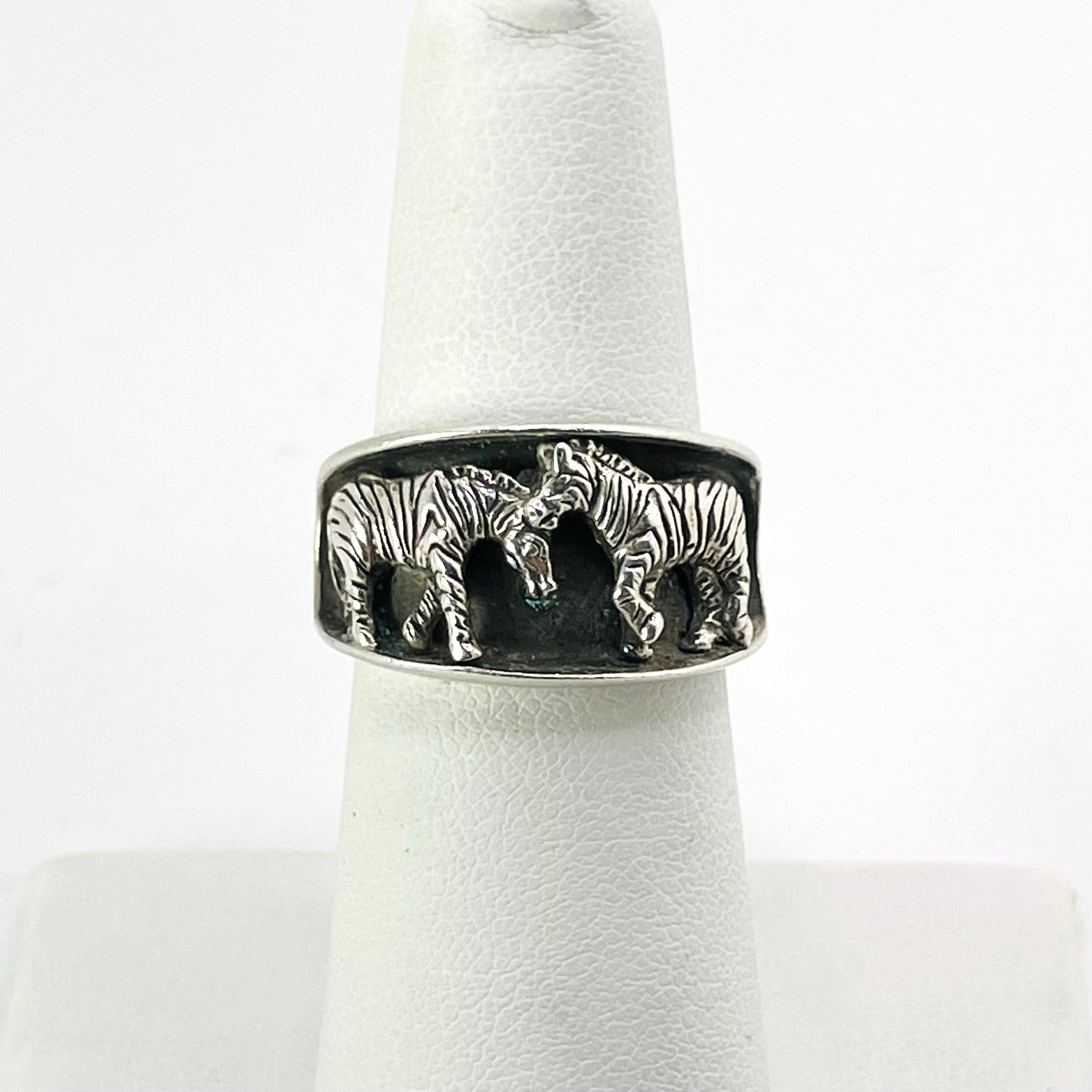 Ted OTT Navajo Style Double Zebra Sterling Silver Ring Band Size 5.5 (7.89g)