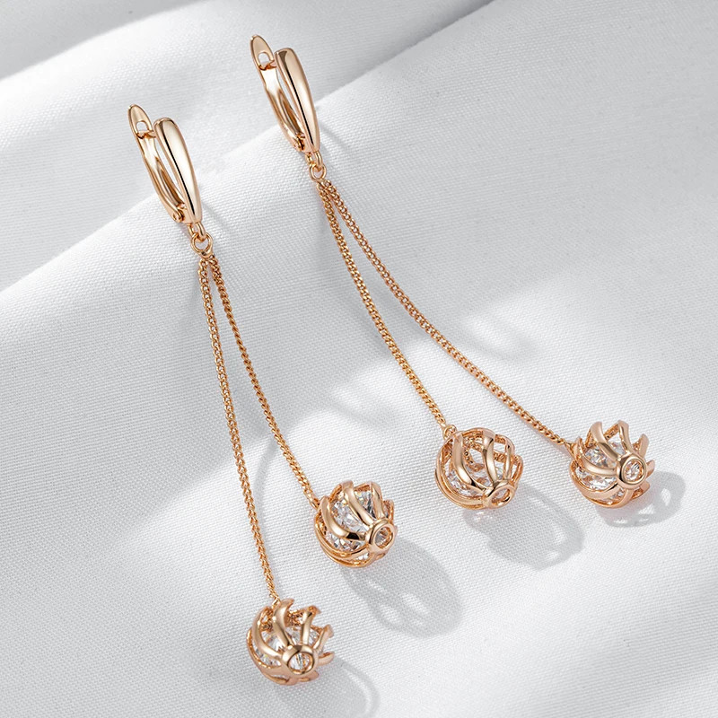 Elegant luxury earrings drop earrings 585 RG rose gold rose gold with zircon 8.4g