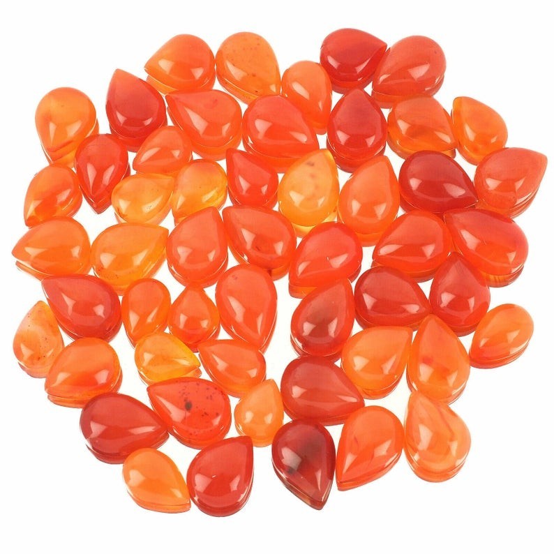 Natural Carnelian Pear Cabochon 5x7mm To 12x16mm Loose Gemstone