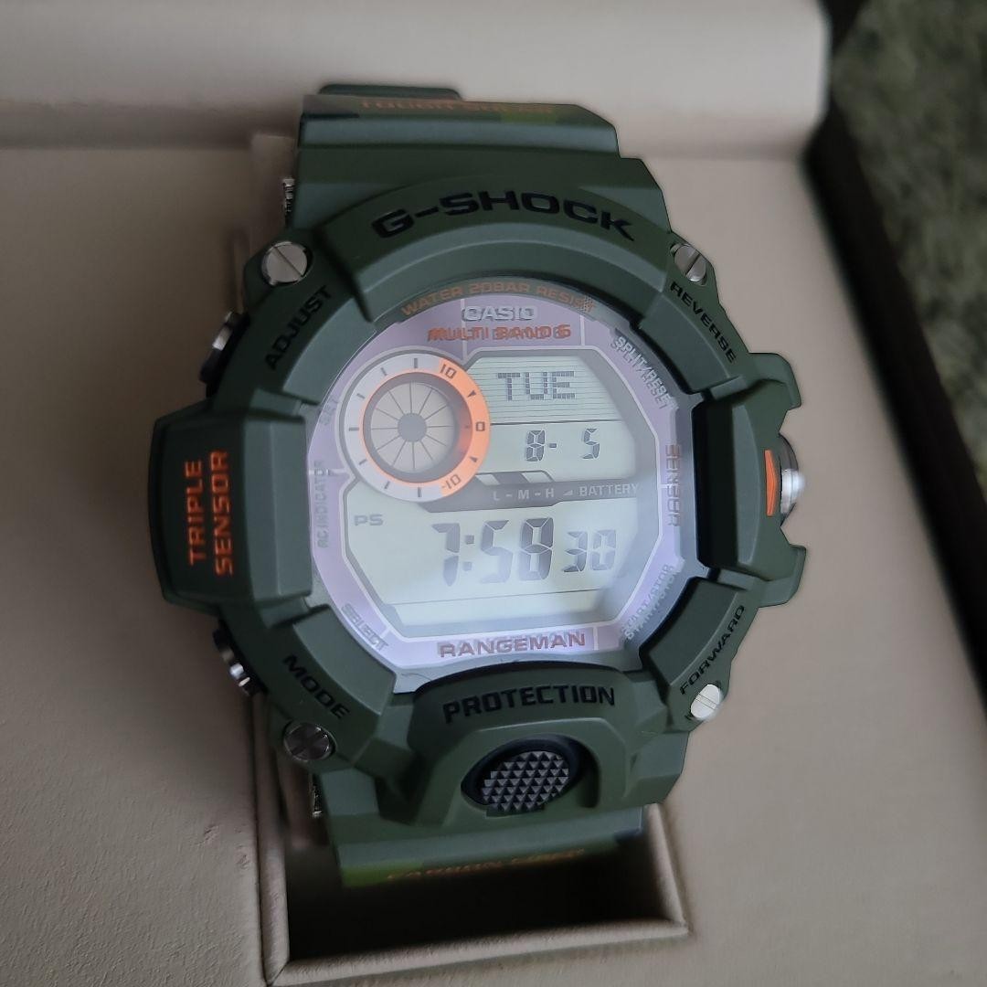 Casio G-Shock GW 9400CMJ 3JR Rangeman Green Camo Solar Radio Watch Used