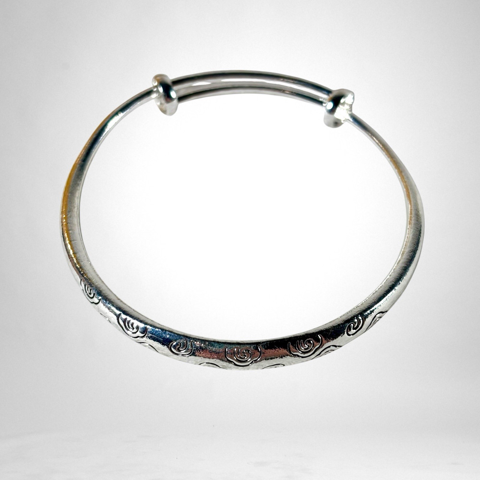 Z. Jewelry Real S999.9 Fine Silver Bracelet Bangle Adjustable 18g