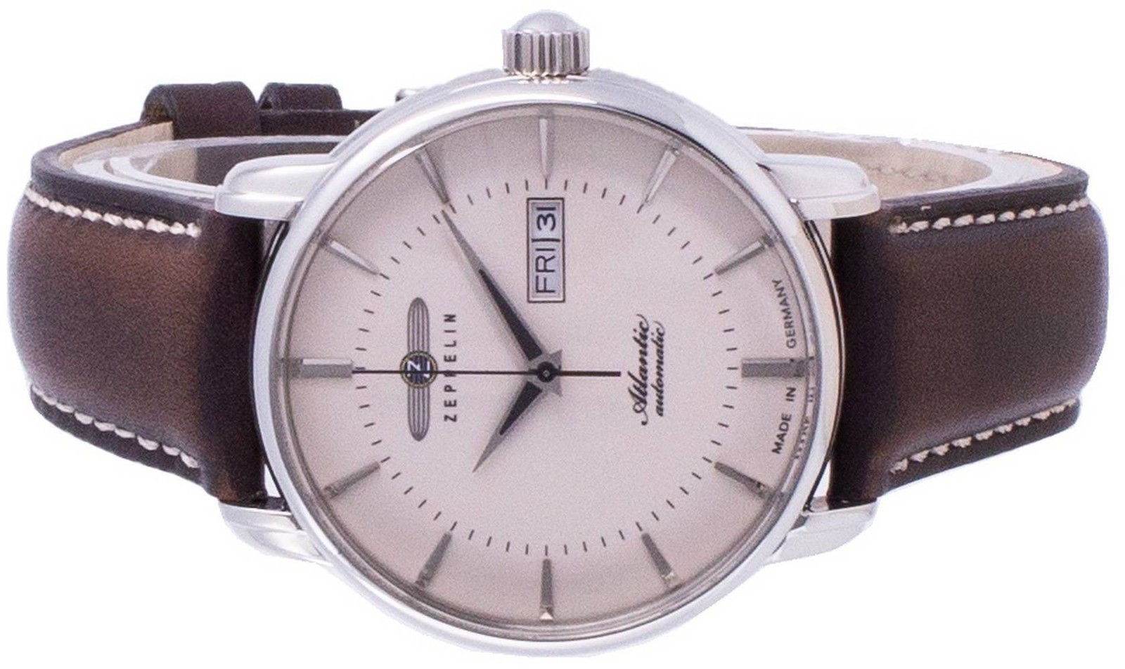 Zeppelin Atlantic Beige Dial Leather Strap Automatic 8466-5 84665 Mens Watch