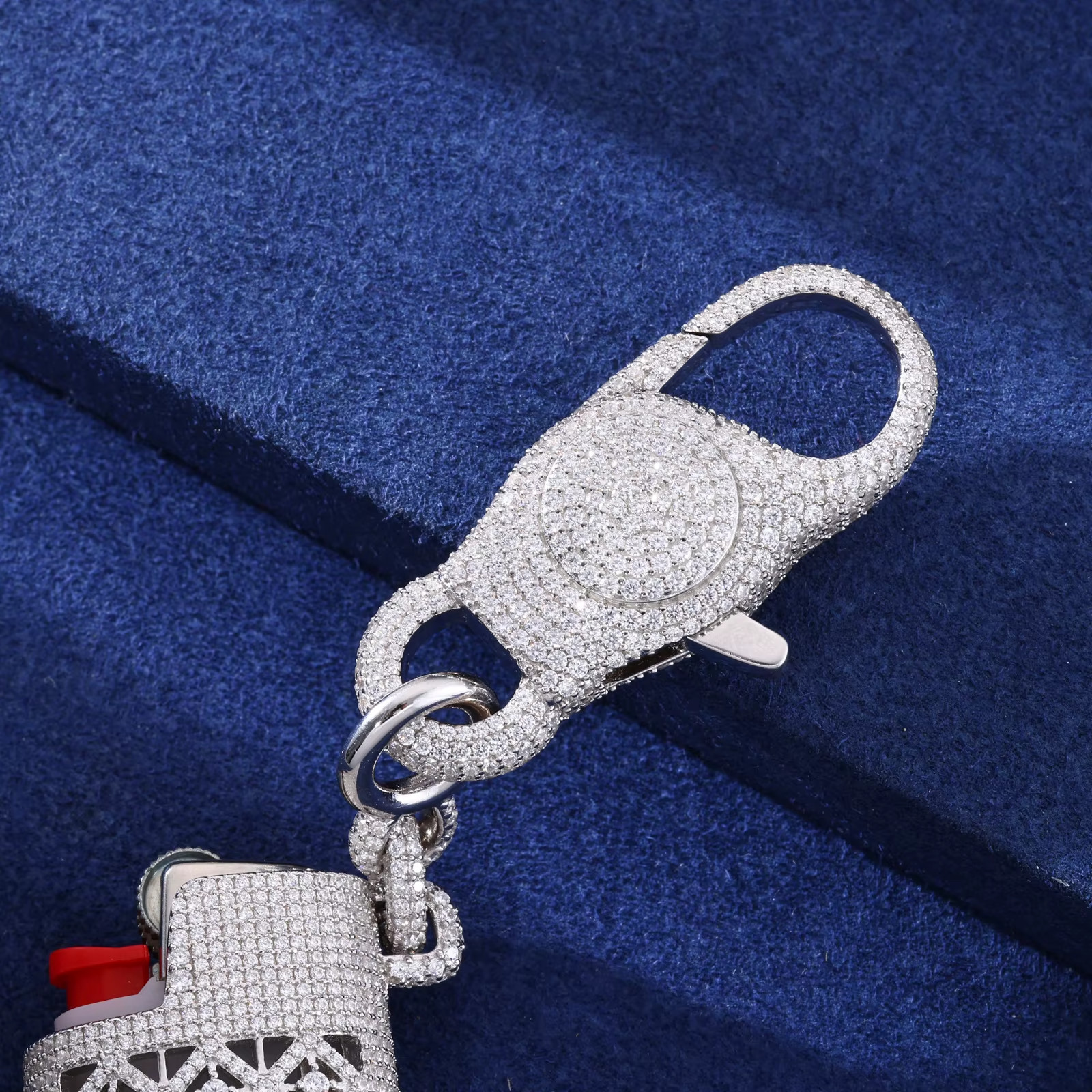 Iced Out CZ Brass Lighter Case Wallet Chain Hip Hop Mens Jewelry Gift for Him