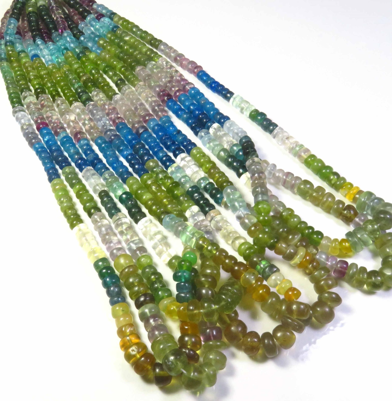 Apatite Rondelle Gems Beads 16″Inch Natural Multi Apatite Plain Beads 4.5-8mm LC
