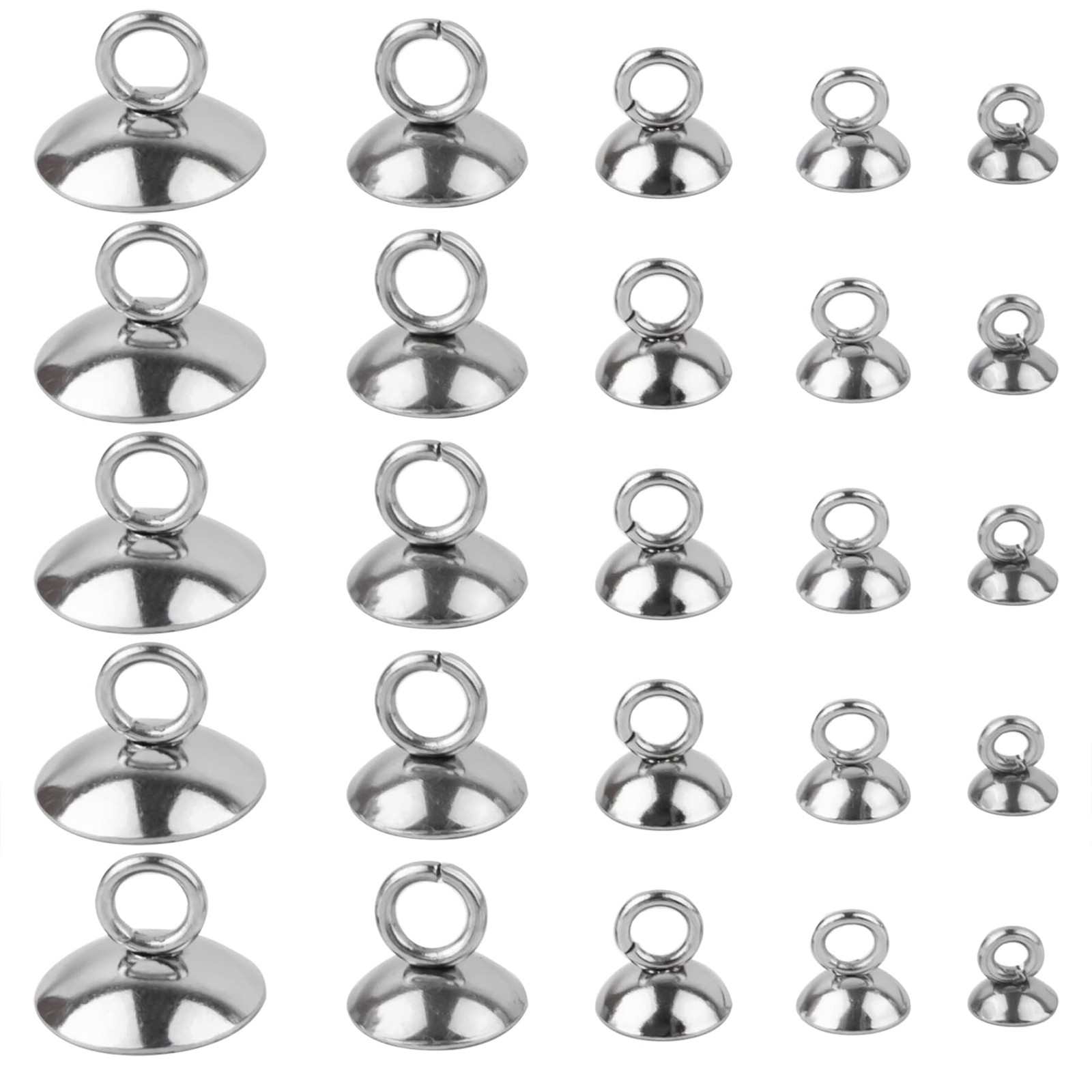 Framendino, 100 Pack 304 Stainless Stee Bead Cap Pendant 100 Pack, Silver