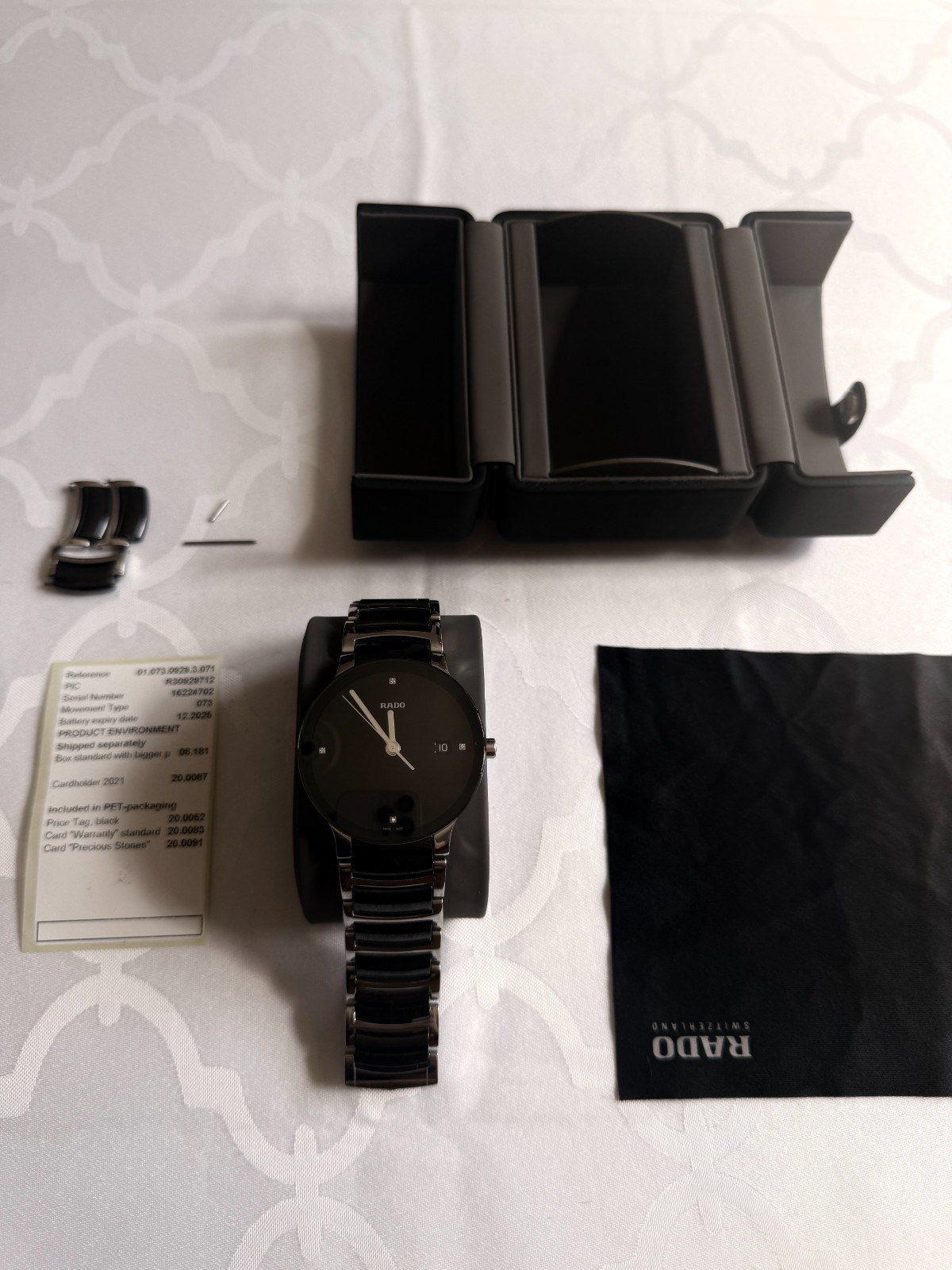 Rado Centrix Diamonds – Black Ceramic & Steel – R30929712 – Full Set – 38mm