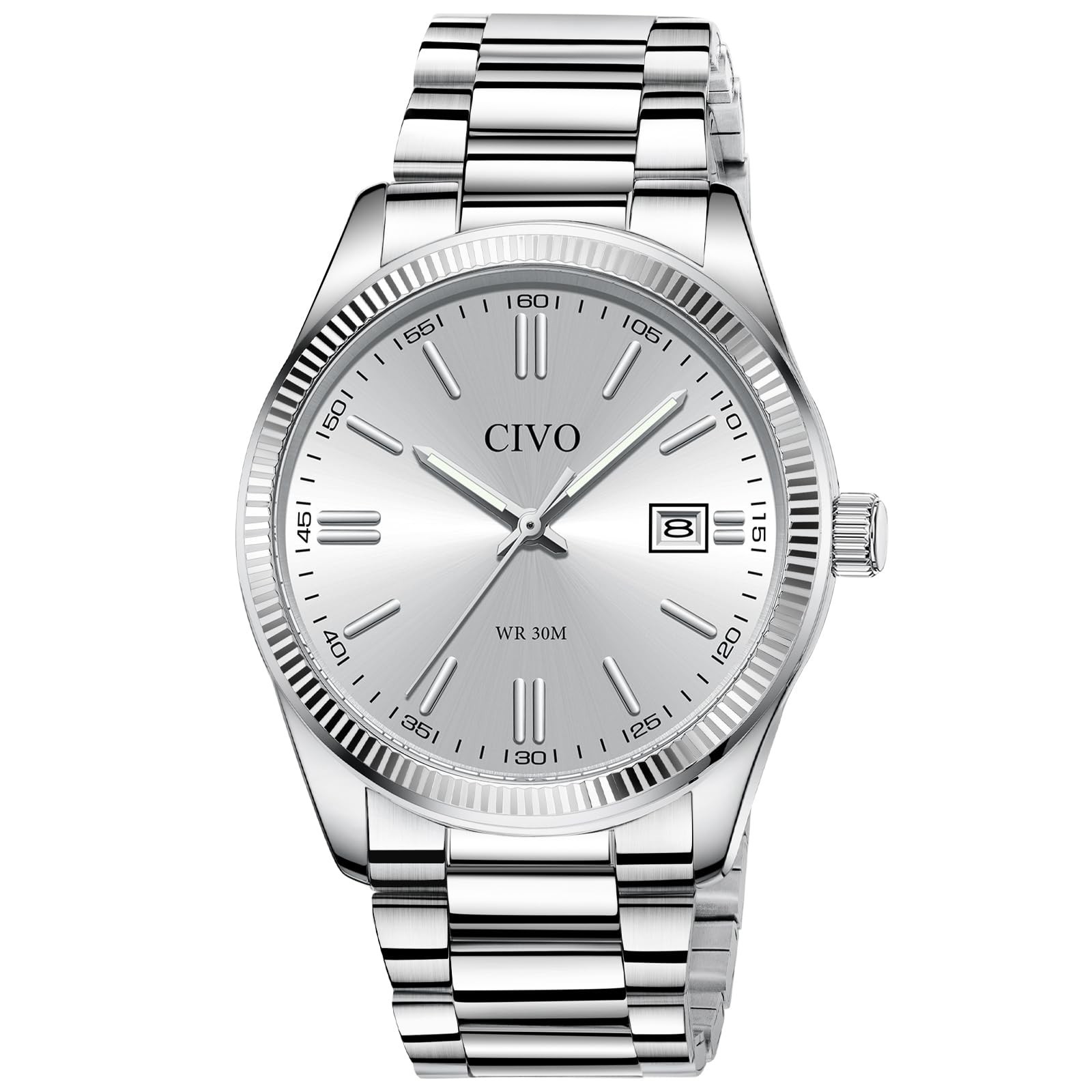 Stylish Men’s Analog Watch – Easy-to-Read Date Display, Stainless Steel Dress Wa