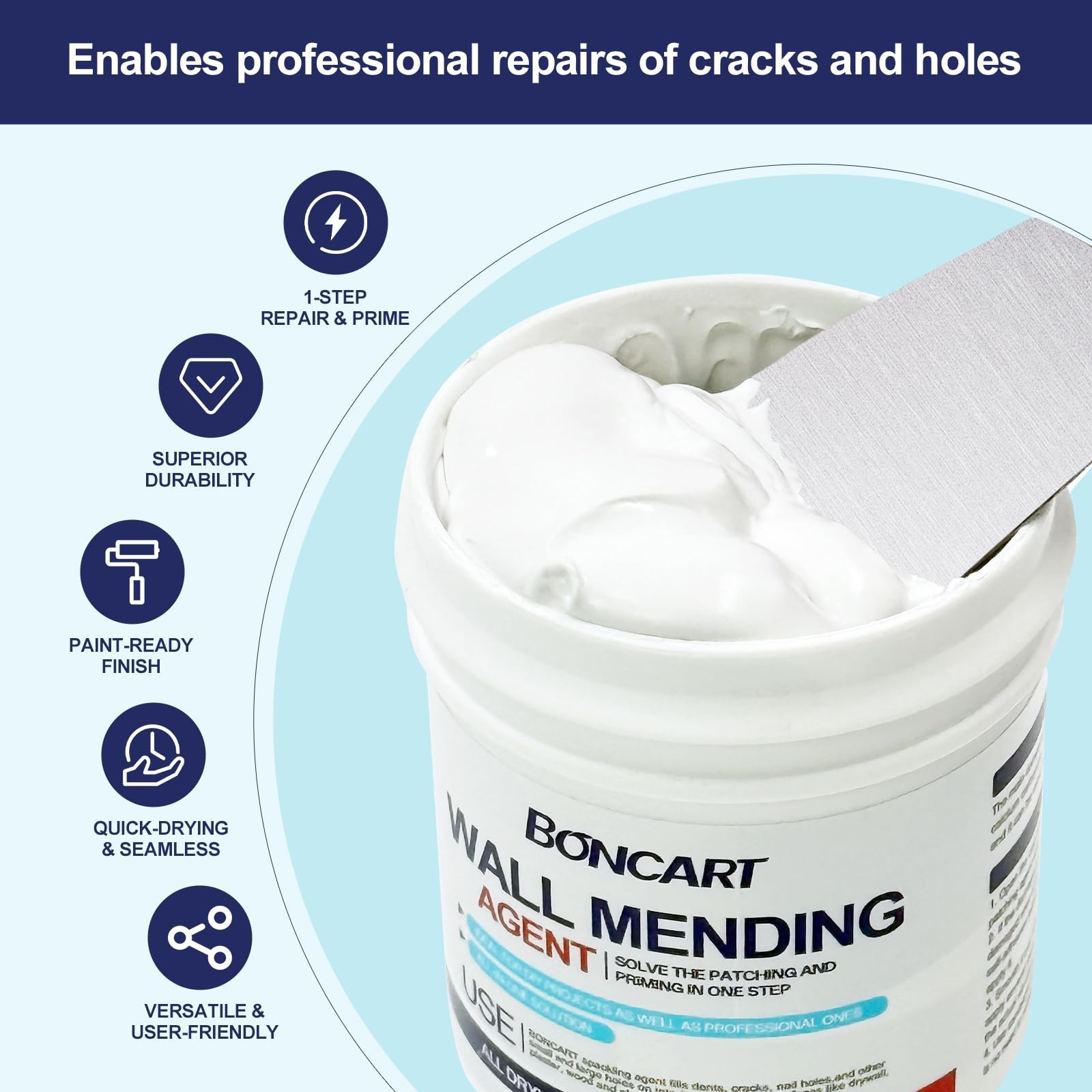 BONCART 8.6oz Drywall Patch Repair Kit – Professional All-in-1 Tool Set (Scra…