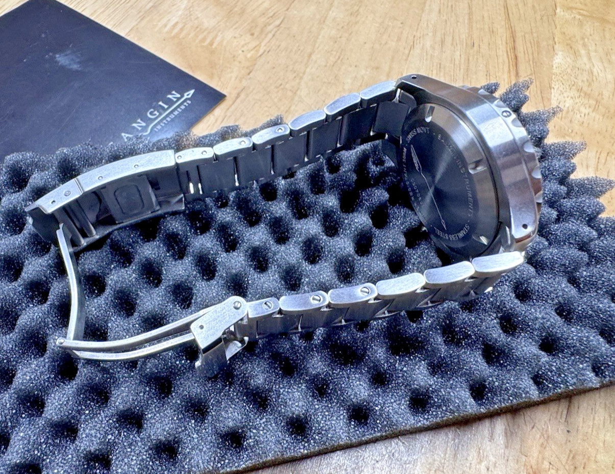 Sangin Professional Sea Blue Watch Brushed Rare Diplomat Bracelet Box Docs SOCAL