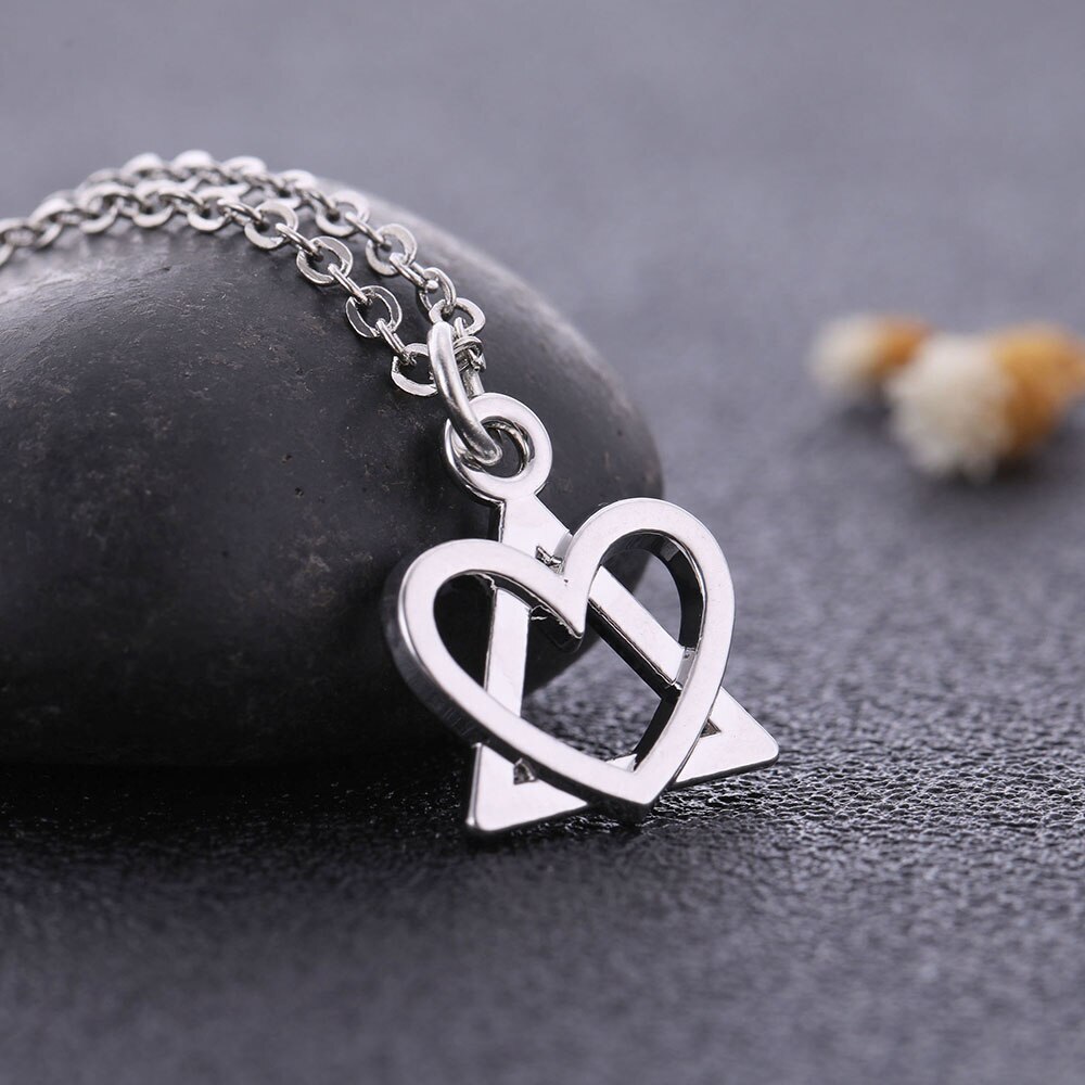 Love Triangle Superimposed Necklace Cute Heart Drop Earrings Femme Jewelry Sets