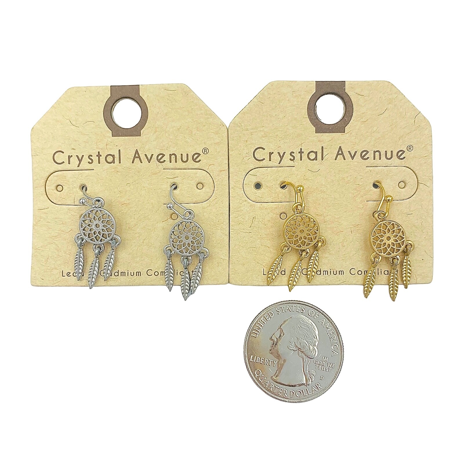 Dreamcatcher Fish Hook Earrings in Silver or Gold (0.5×1.25in)