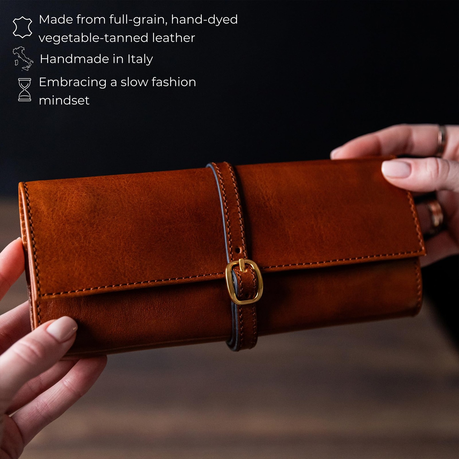 Leather Jewelry Roll – Full Grain Leather Travel Jewelry Case – Jewellery Org…
