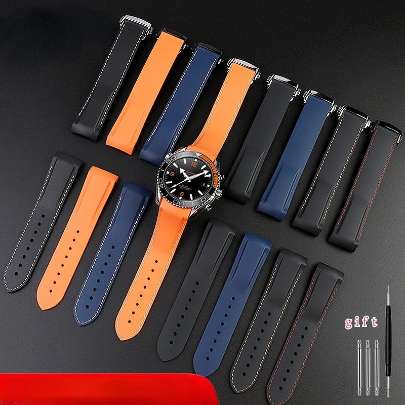20mm 22mm Silicone Watch Band For Omega 300 SEAMASTER 600 PLANET OCEAN Seiko SKX