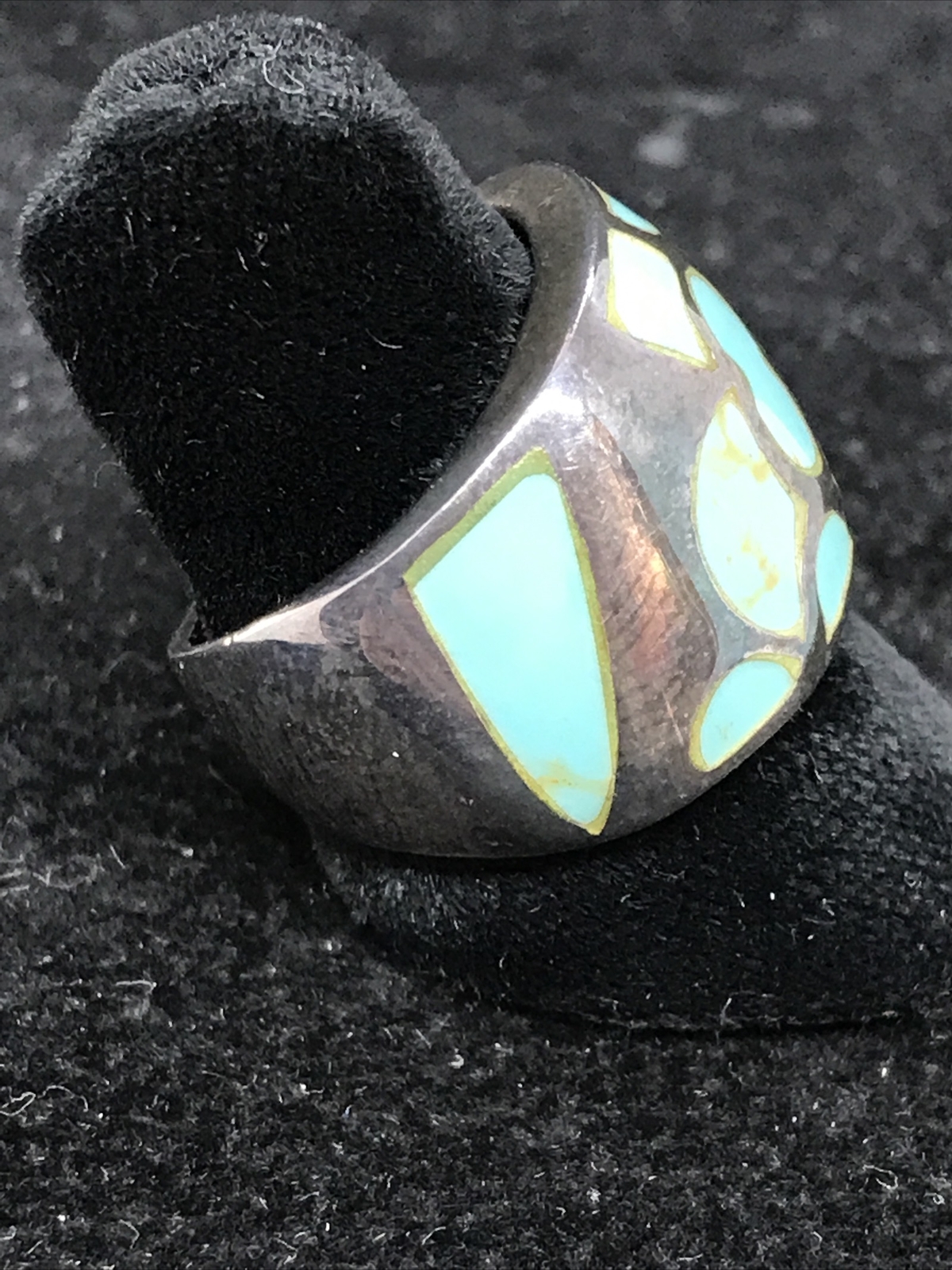 Vintage Native American Sterling Silver Makers Marked Turquoise Ring sz 5.5