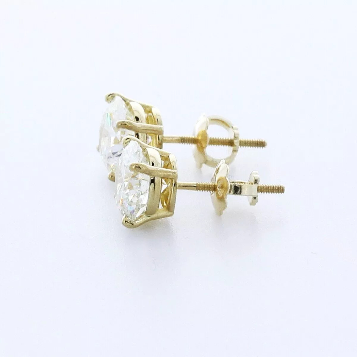 Stud Earrings Classic Solid 14K White Gold 2.40 CT Round Natural Diamond H SI2