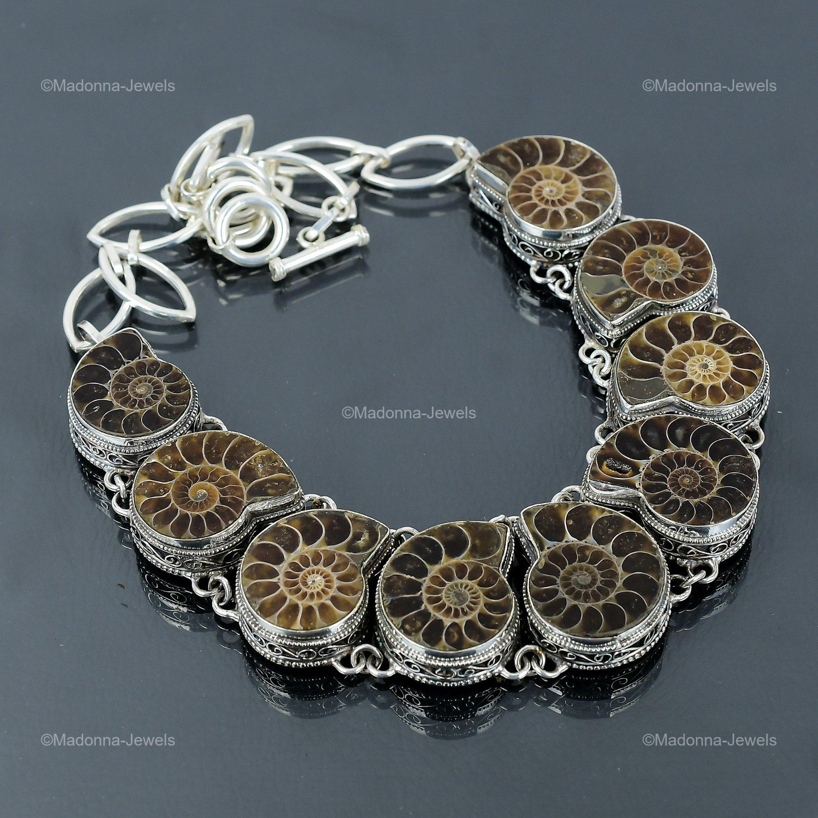Ammonite Fossil Gemstone 925 Sterling Silver Chain Birthday Vintage New Necklace