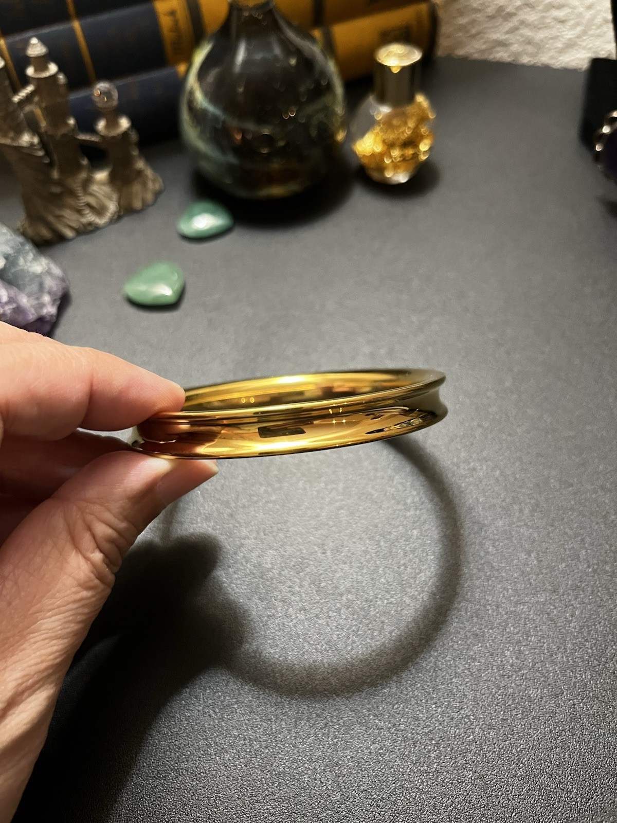 Milor Italy 14K Gold Resin Core 8mm Glossy Bangle Bracelet 22.8g Size 7.5