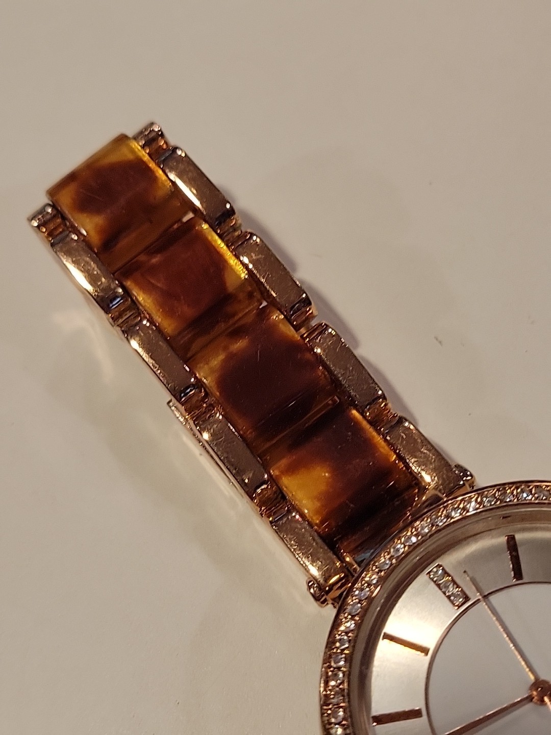 Ellen Tracy Womens Watch Rose Gold Rhinestone Accent