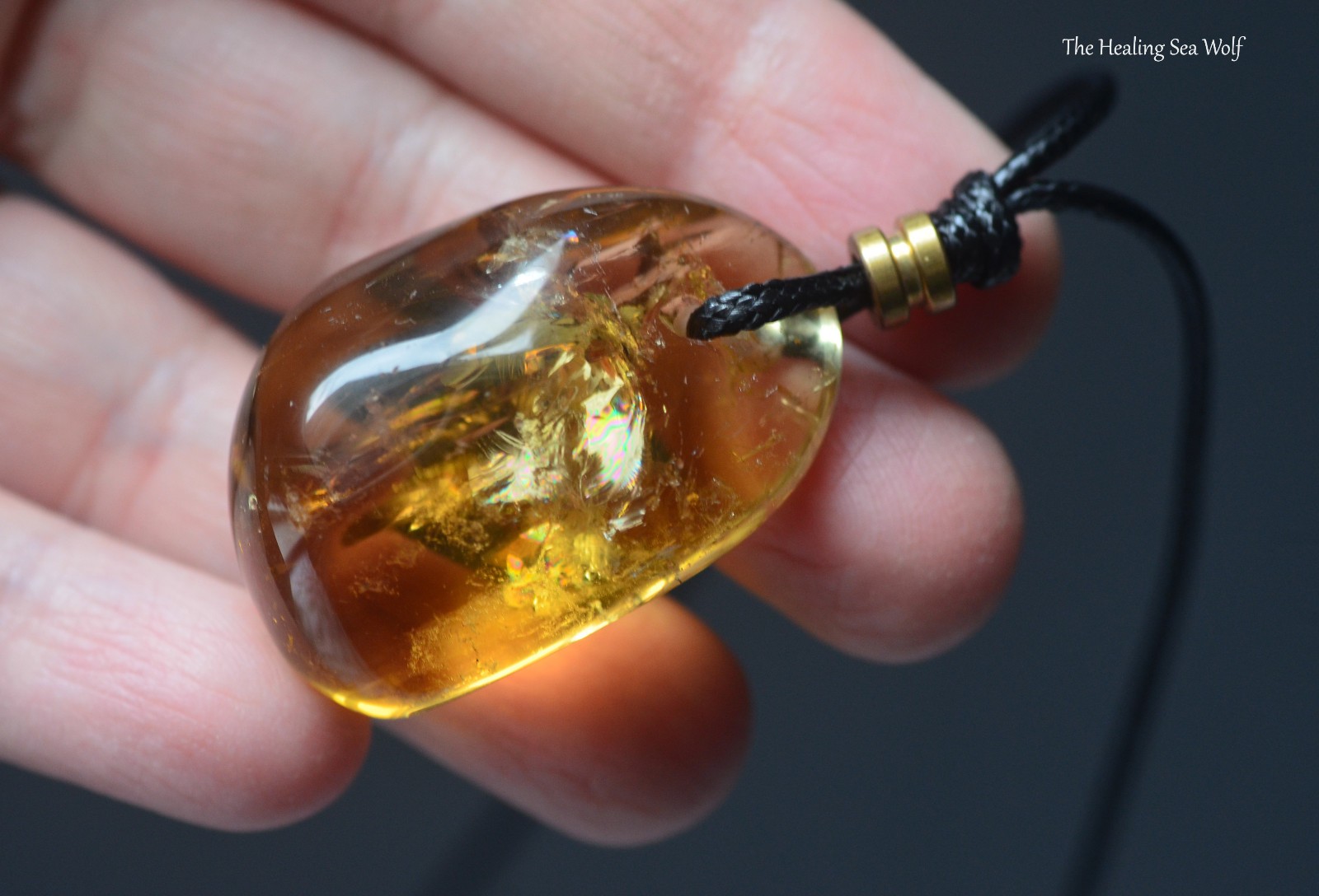 Natural Zambian Citrine Necklace with Rainbows Super Attractor Manifestation