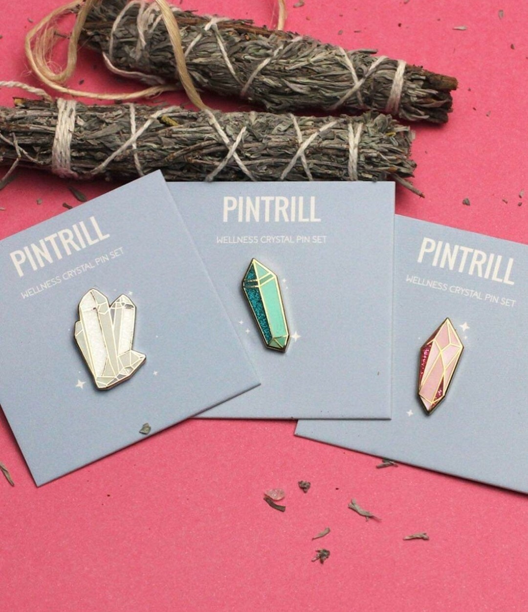 ⚡RARE⚡ PINTRILL Wellness ‘Clear Quartz’ Crystal Pin *BRAND NEW SEALED*