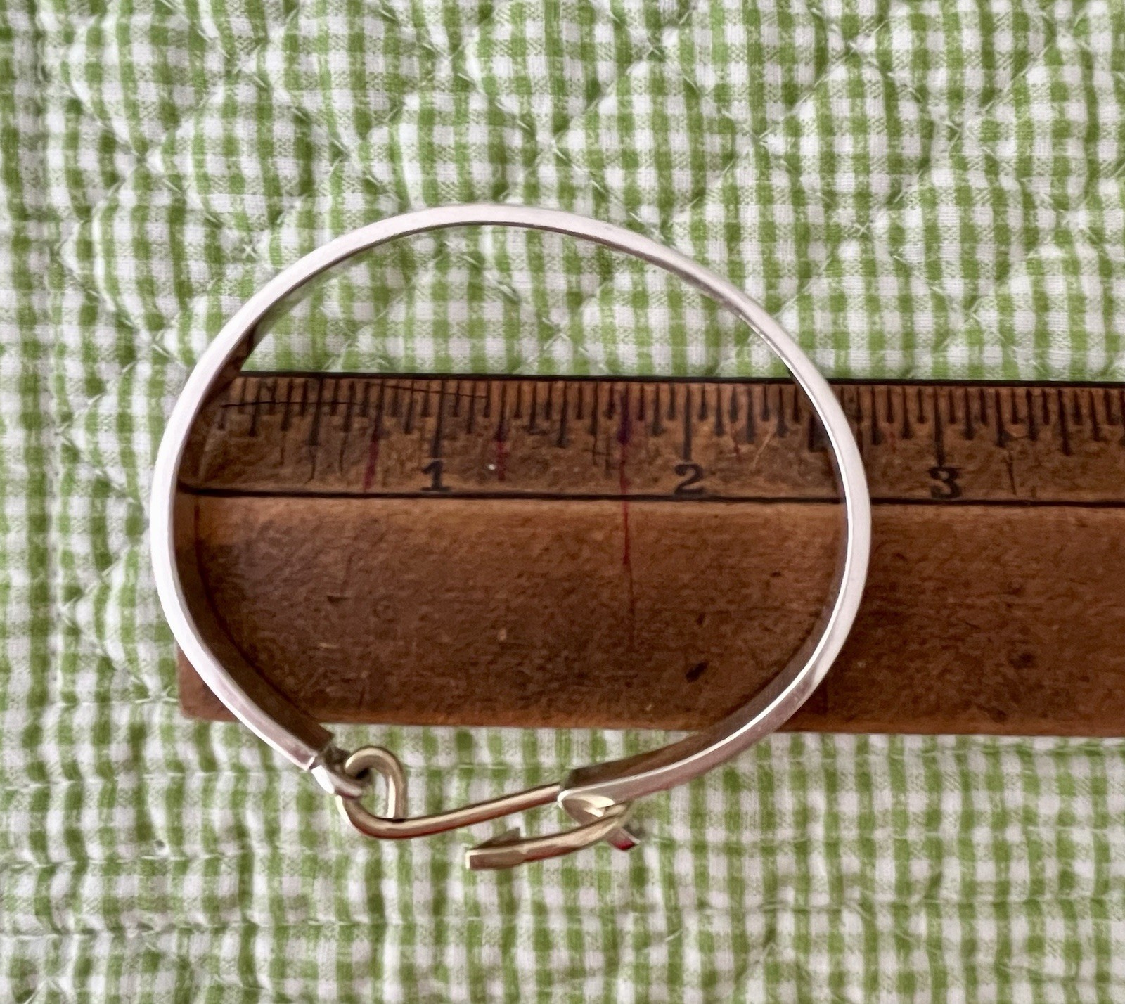 Cape Cod Bracelet, Chatham Hook 14K Gold & Sterling Silver Fish Hook Bangle 90’s