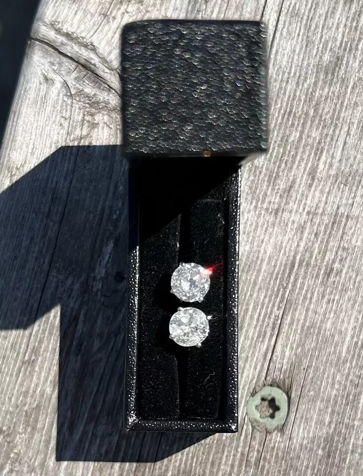 1.00Ct Round Cut Natural Diamond Women’s Stud Screw Back Earrings 14k White Gold