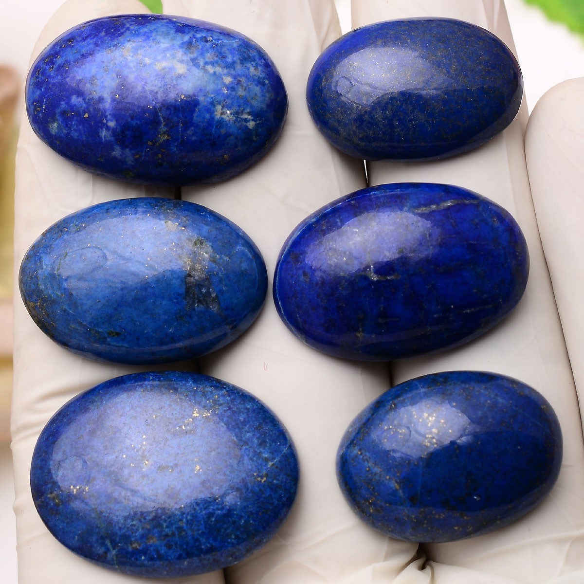 6 Pcs Natural Lapis Lazuli 22mm-28mm Oval Cabochon Untreated Loose Gemstones Lot