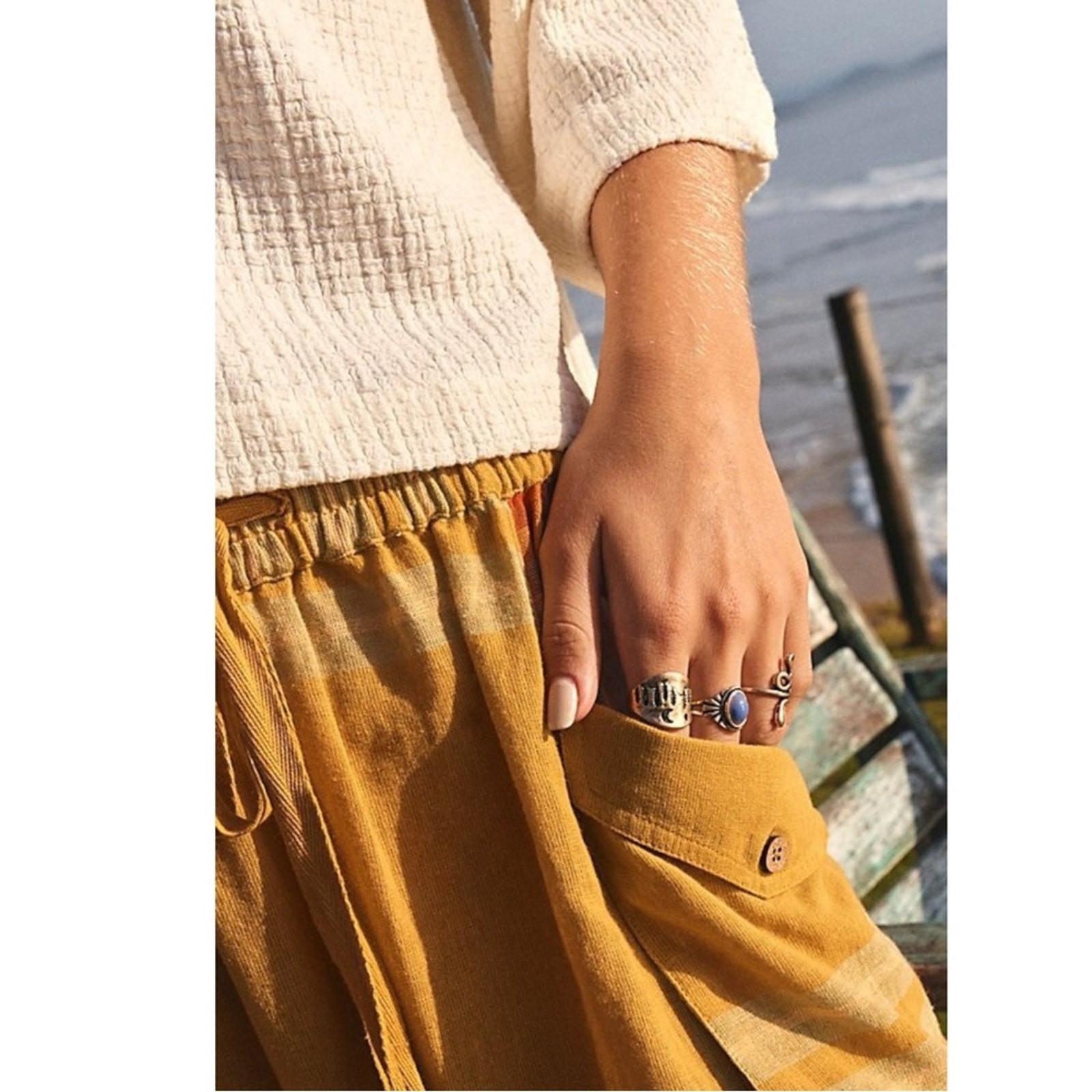 Free People Celestial Western Bohemian Ring Set Silver Onyx Snake Moon Star NWT