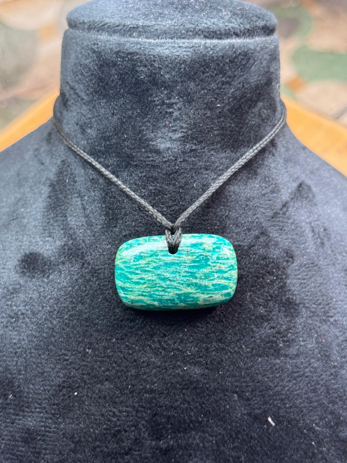 Natural Amazonite Pendant Necklace Handmade Thread Pendant Daily Wear