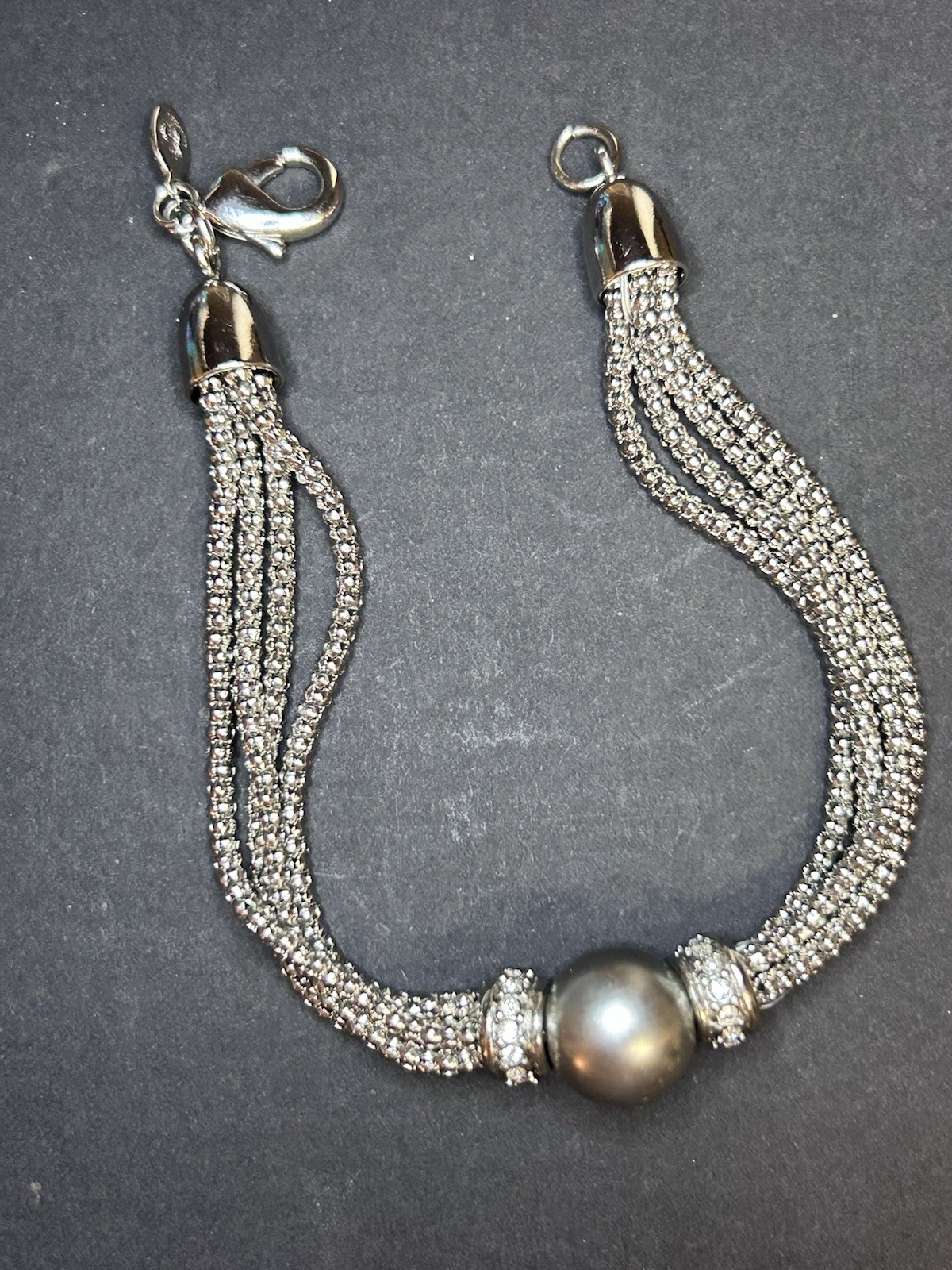 Premier Designs PURE SOPHISTICATION Bracelet Silver Popcorn Faux Pearl Crystals