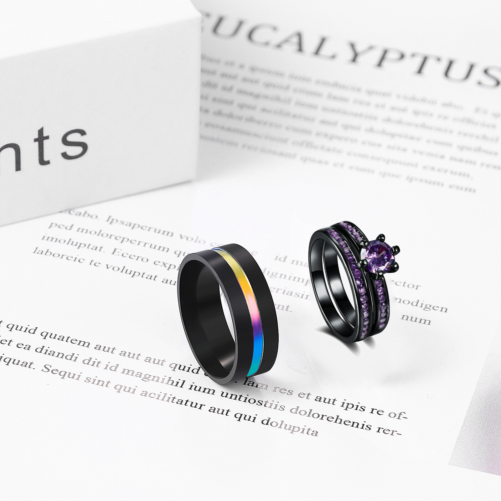 2pcs His&Hers Couple Rings Heart CZ Matching Promise Wedding Engagement Band Set