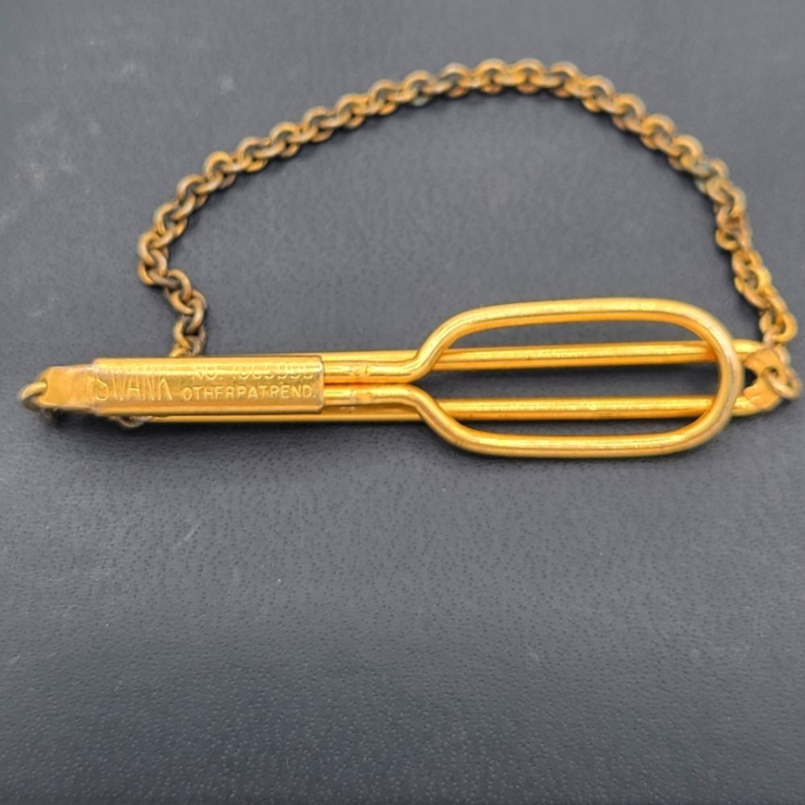 Vintage Swank Gold Tone Art Deco Style Tie Bar Clip / Clasp