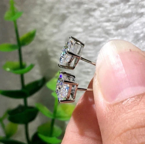2Ct Princess-Cut Lab Created Diamond Solitaire Stud Earrings 14K White Gold Over